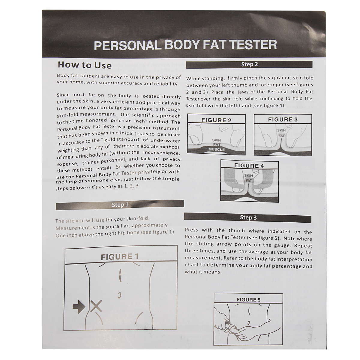 165100MM-Personal-Body-Fat-Tester-Caliper-Charts-Fitness-Health-Range-0-70MM-1145436