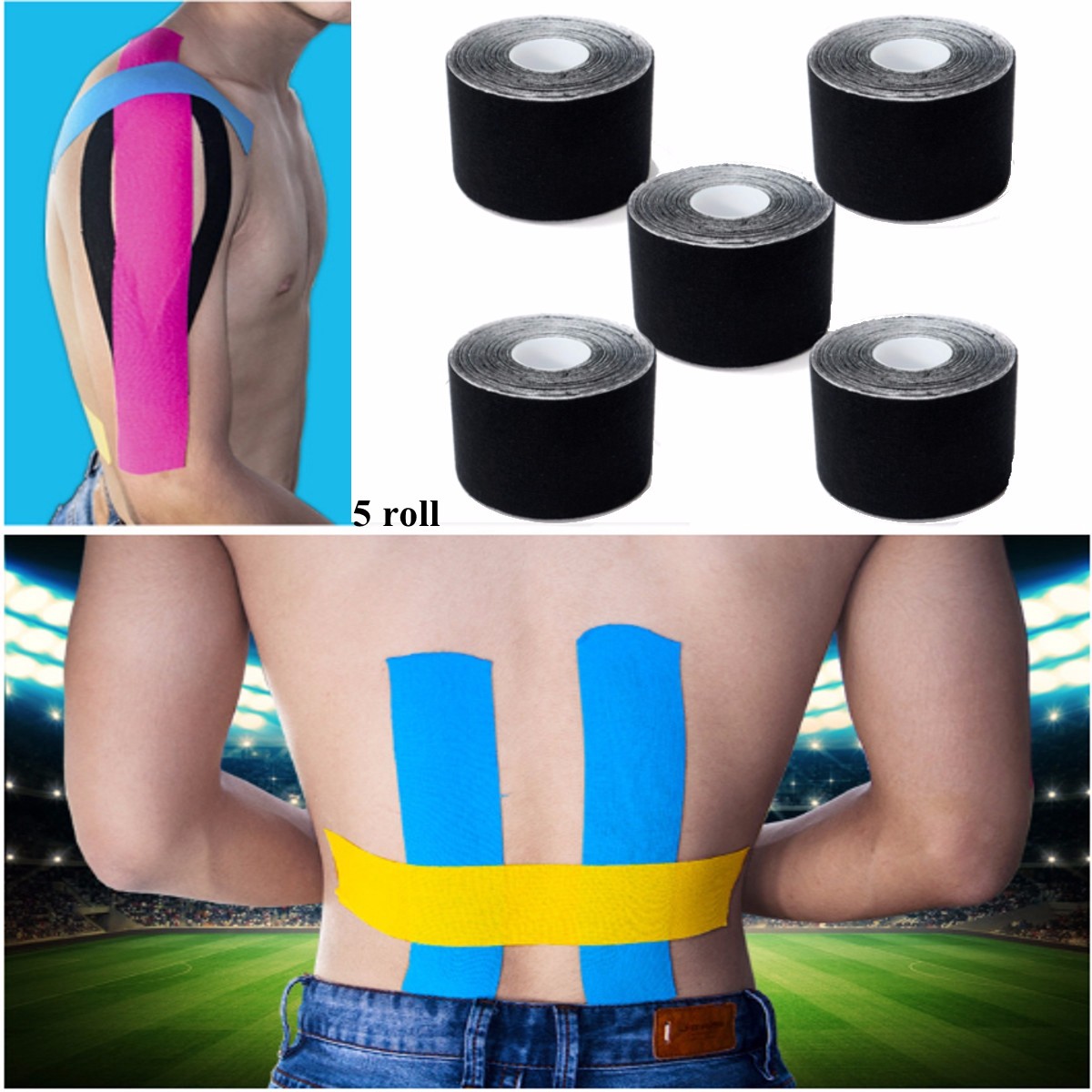 5-Rolls-5m5cm-Self-adhesive-Muscle-Strain-Sport-Support-Tape-Physio-Therapeutic-1123771