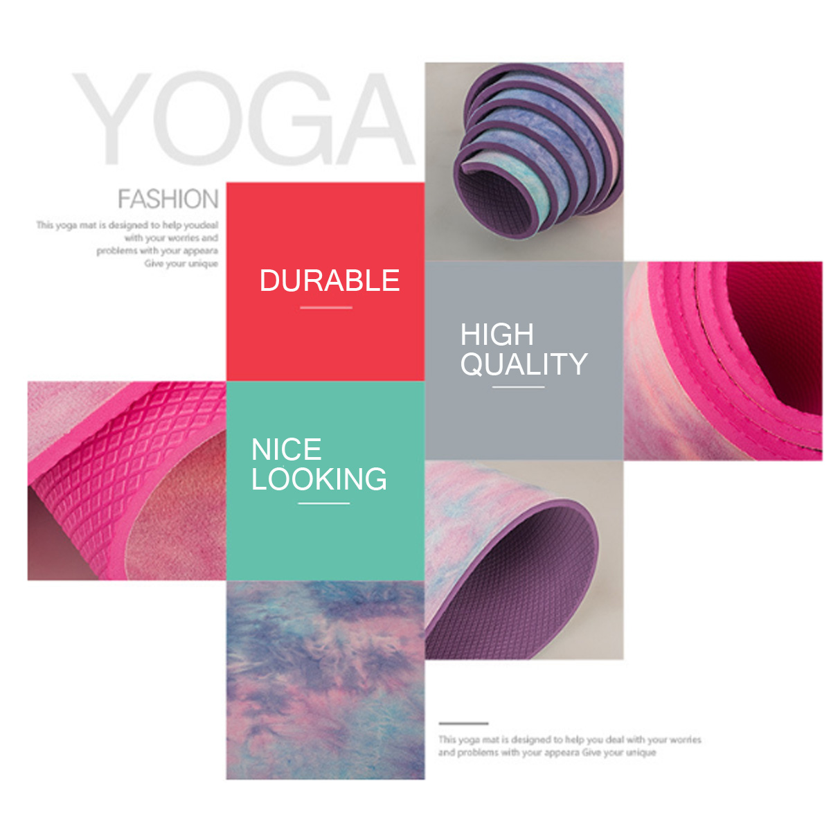 5mm-Yoga-Mats-Extra-Thick-Non-Slip-Design-Exercise-Fitness-Pilates-Print-61183cm-1478598