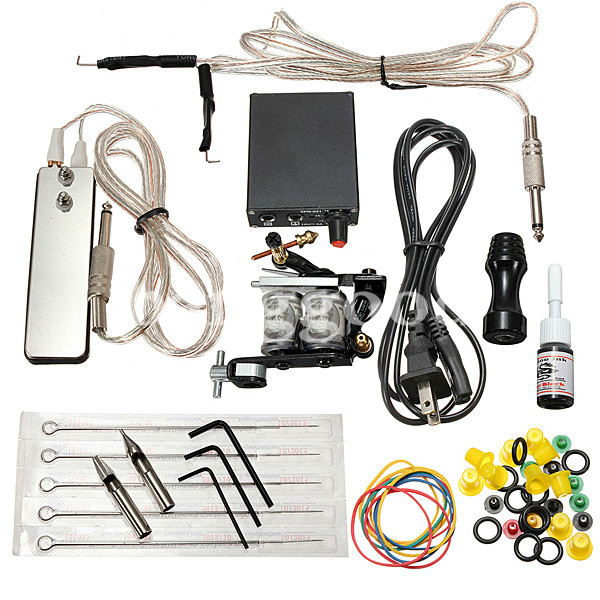 Complete-Tattoo-Machines-Power-Supply-Gun-Color-Inks-Kit-Set-949335