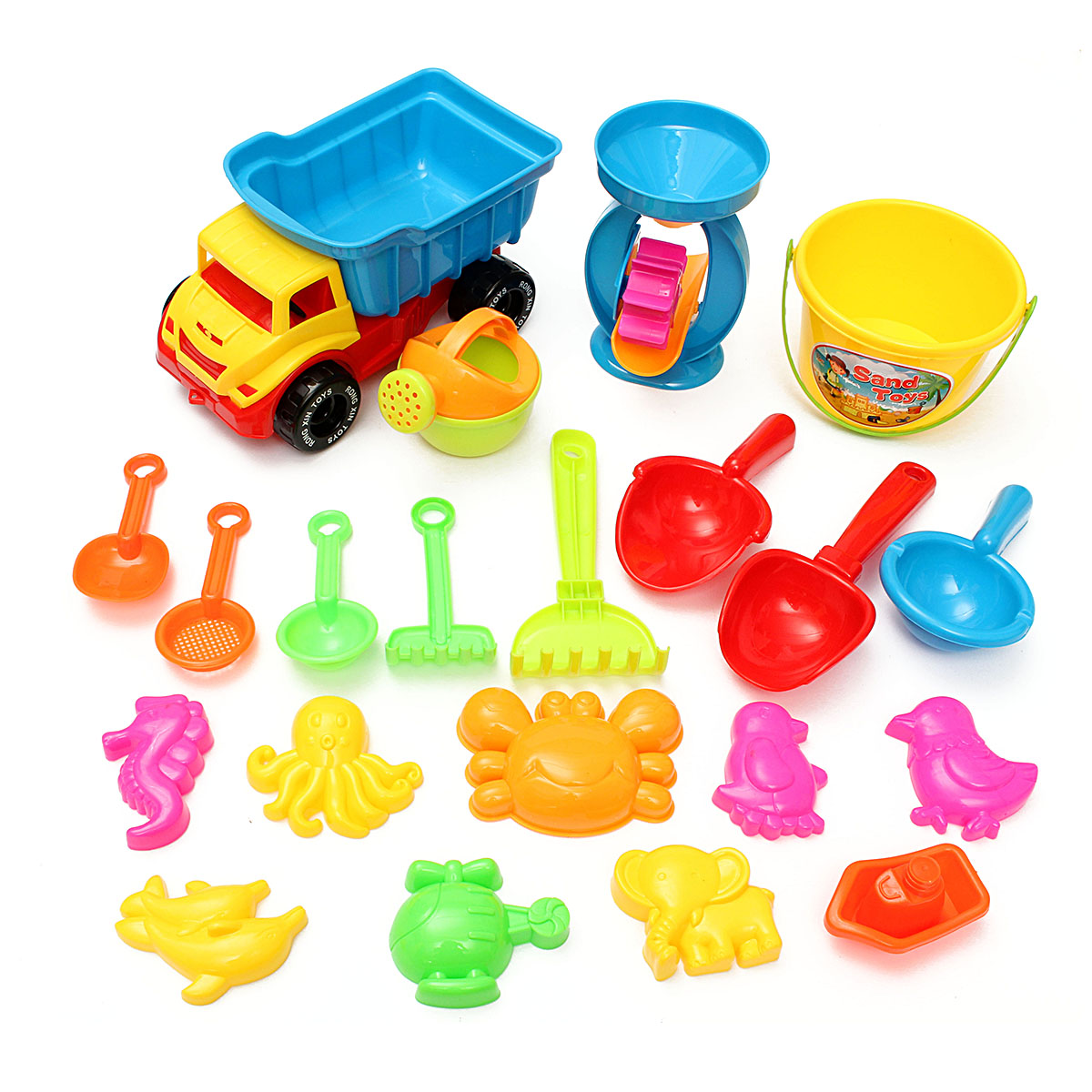 21PCS-Beach-Sand-Play-Toys-Set-Bucket-Rake-Sand-Wheel-Watering-Can-Mold-1066765