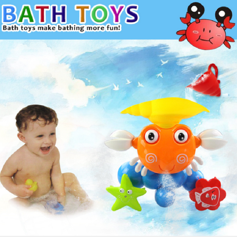 Baby-Crab-Windmills-Bath-Toy-Faucet-Plastic-Wash-Toys-Spray-Water-Fun-1044713