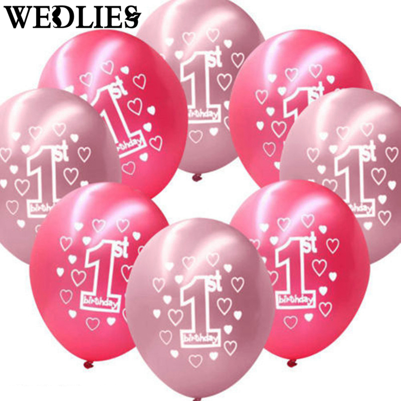 10-Per-Set-Pink-Girl-1st-Birthday-Printed-Pearlised-Balloons-Christmas-Decoration-1230452