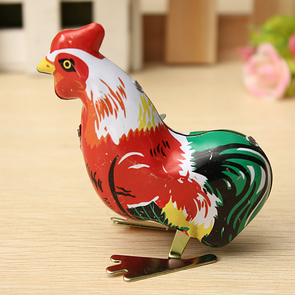Vintage-Clockwork-Wind-Up-Cock-Rooster-Tin-Toys-Collectable-Gift-917165