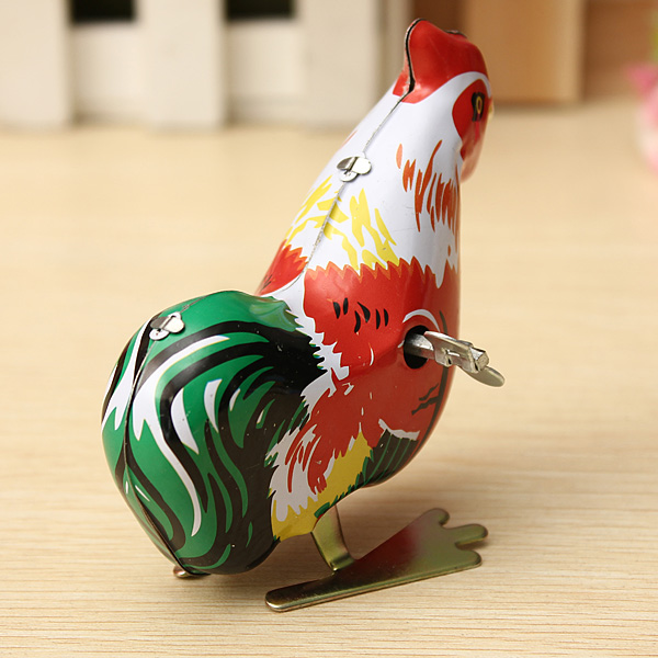 Vintage-Clockwork-Wind-Up-Cock-Rooster-Tin-Toys-Collectable-Gift-917165