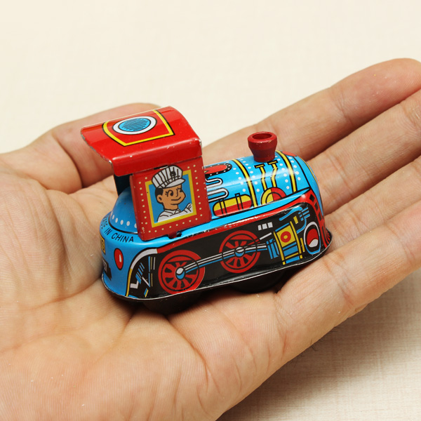 Vintage-Wind-Up-Tin-Toy-Clockwork-Spring-LocomotivE-Classic-Toy-925435