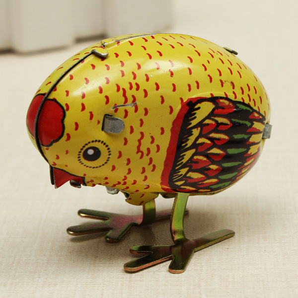 Wind-Up-Chick-Tin-Toy-Clockwork-Spring-Pecking-Chick-Vintage-Style-925319