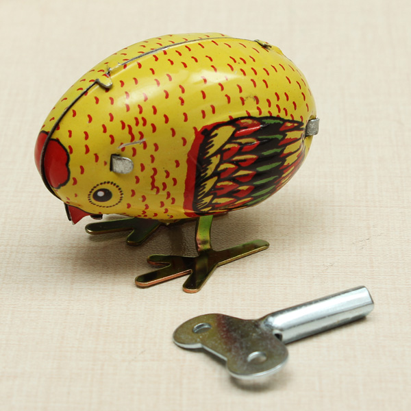 Wind-Up-Chick-Tin-Toy-Clockwork-Spring-Pecking-Chick-Vintage-Style-925319