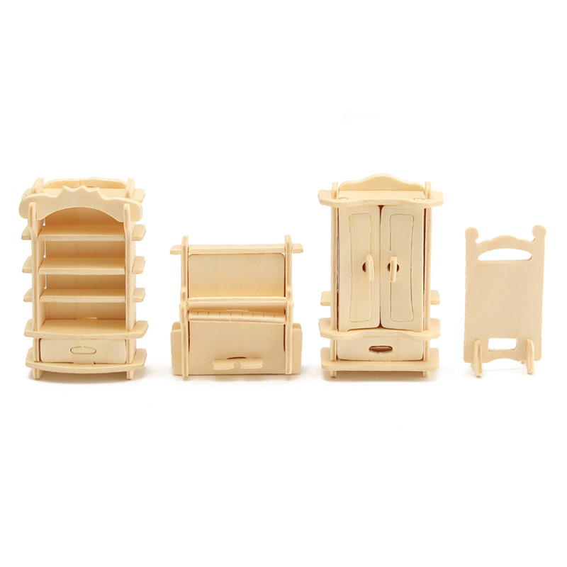 34-Pcs-3D-DIY-Wooden-Miniature-Dollhouse-Furniture-Model-Unpainted-Suite-Toys-1122662