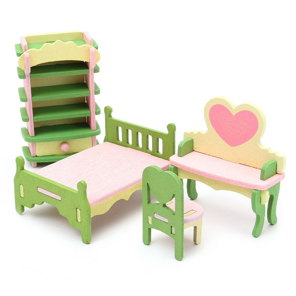 4-Sets-of-Delicate-Wood-Dollhouse-Furniture-Kits-for-Doll-House-Miniature-1141475