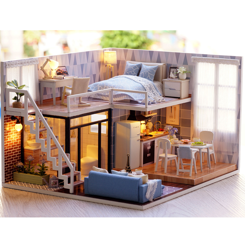 CuteRoom-L-023-Blue-Time--DIY-House-With-Furniture-Music-Light-Cover-Miniature-Model-Gift-Decor-1249381
