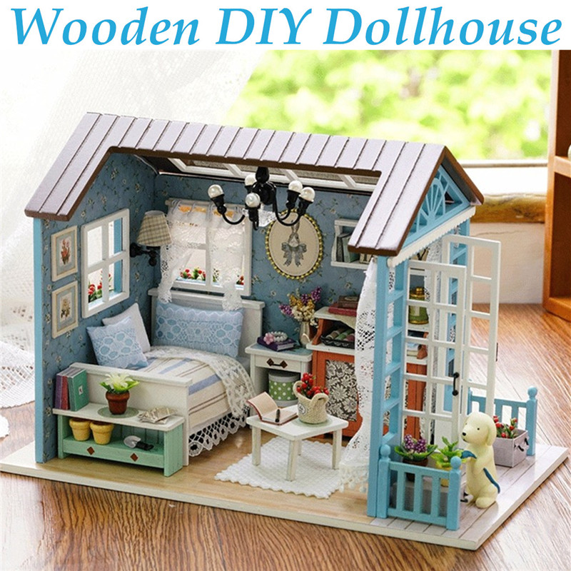 Cuteroom-Wooden-Kids-Doll-House-With-Furniture-Staircase-LED-Lights-Fits-Barbie-Dollhouse-1254712