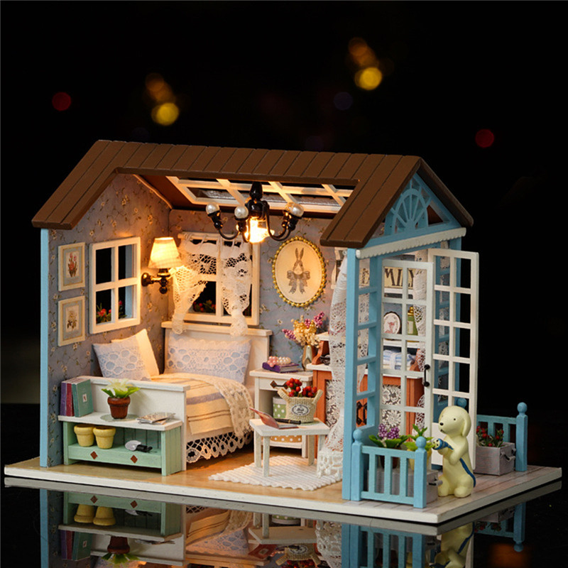 Cuteroom-Wooden-Kids-Doll-House-With-Furniture-Staircase-LED-Lights-Fits-Barbie-Dollhouse-1254712