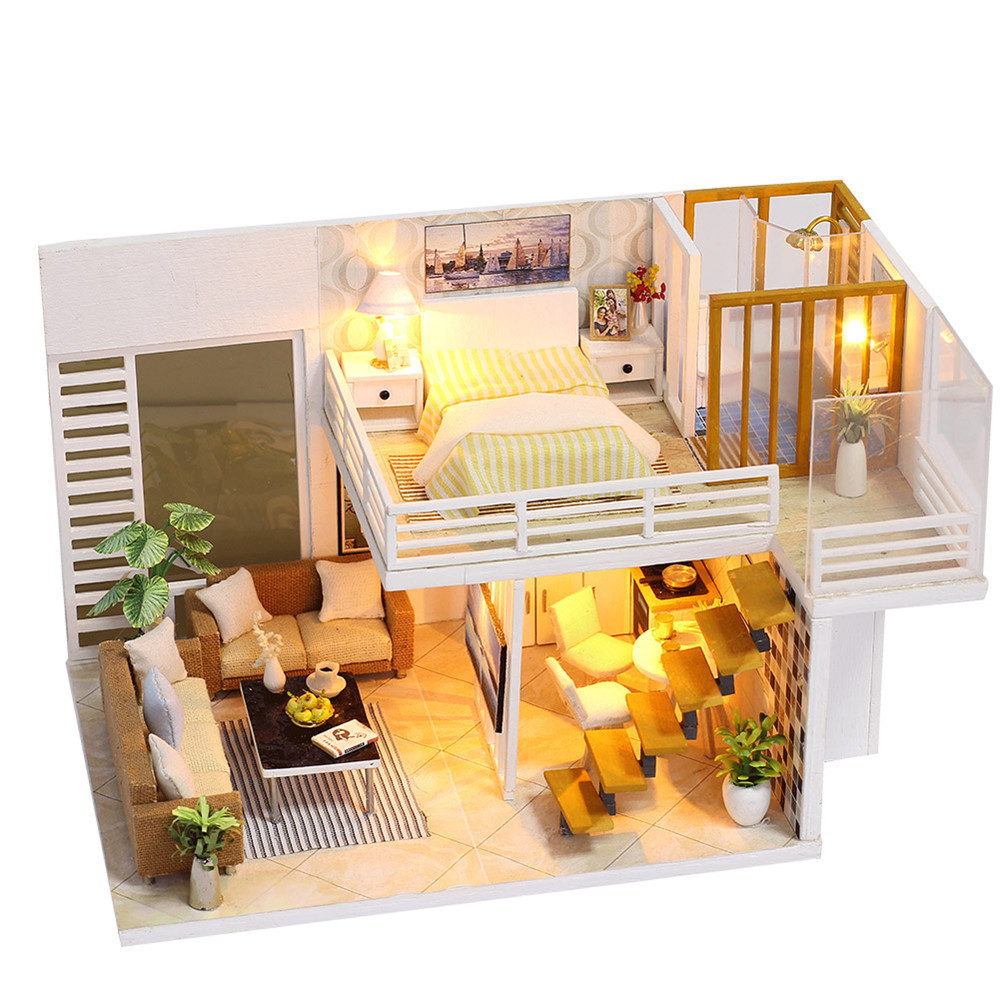 iiecreate-K031-Simple-And-Elegan-DIY-Doll-House-With-Furniture-Light-Cover-Gift-Toy-1293920