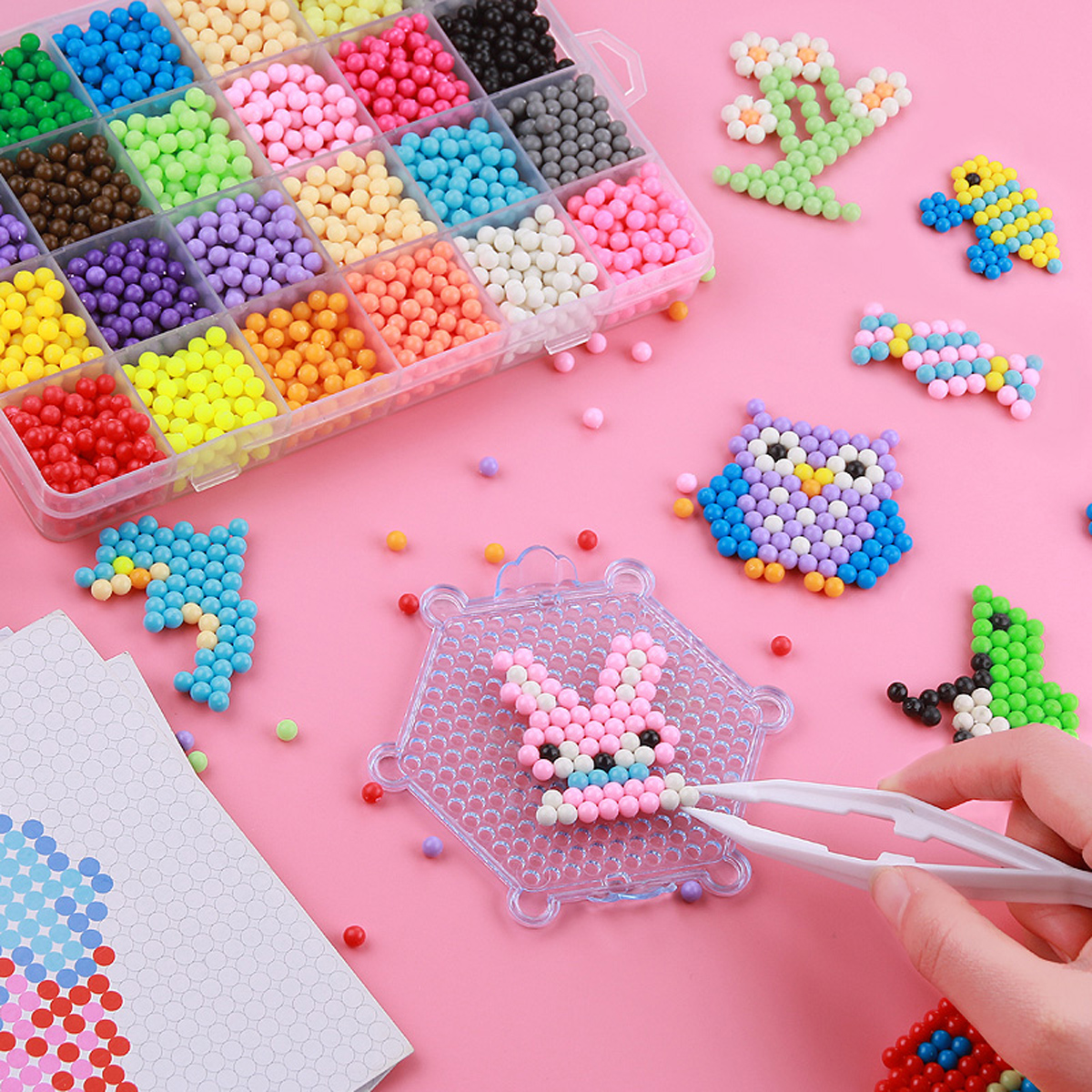 1100pcs-10-Grid-DIY-Fuse-Beads-Water-Sticky-Beads-Art-Craft-Toys-Kids-1374924