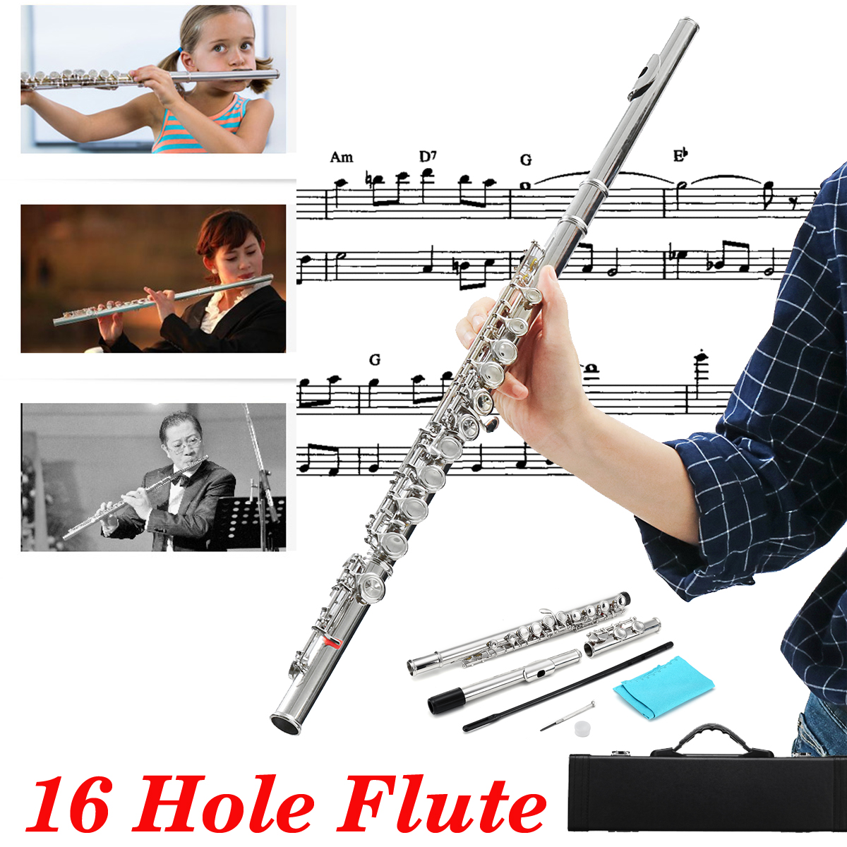 16-Holes-C-Key-Colored-Flute-Nickel-Plated-Silver-Tube-Woodwind-Instrument-with-Box-1381763