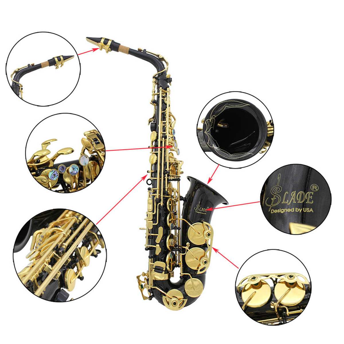 Brass-Engraved-Eb-E-Flat-Alto-Saxophone-Sax-With-Case-Gloves-Cleaning-Cloth-Belt-Brush-1428785