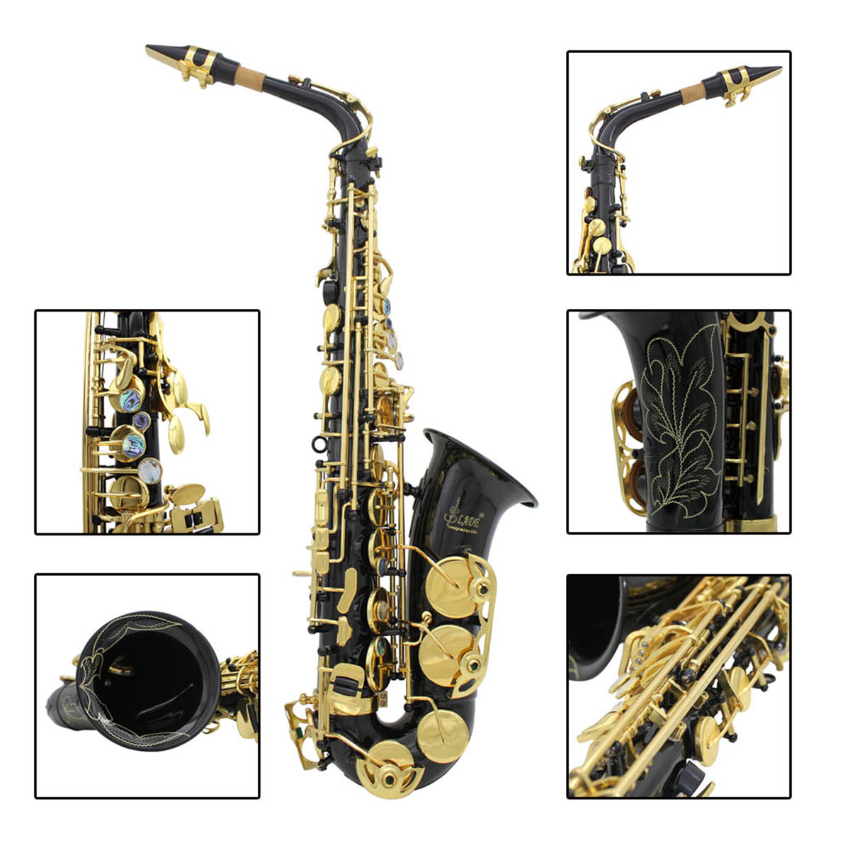 Brass-Engraved-Eb-E-Flat-Alto-Saxophone-Sax-With-Case-Gloves-Cleaning-Cloth-Belt-Brush-1428785