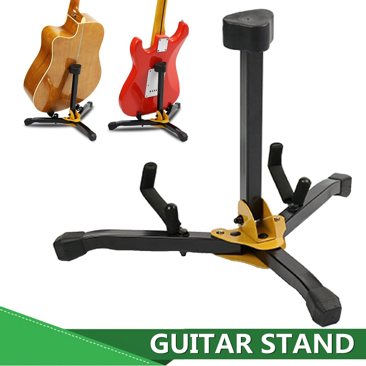 Folding-Metal-Guitar-Floor-Stand-Basses-Holder-Musical-Instrument-Rack-For-One-1427946