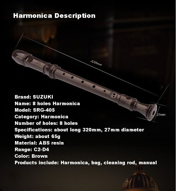 Musical-Instrument-SRG-405-German-8-holes-Clarinet-Soprano-Recorder-958574