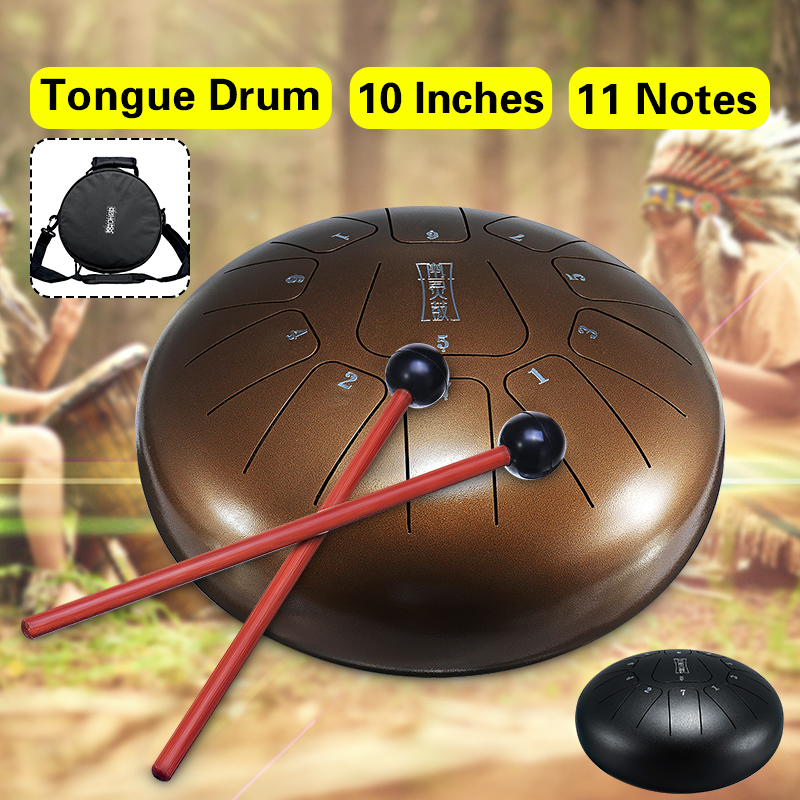 10-Inch-11-Notes-Bronze-Steel-Tongue-Percussion-Drums-Handpan-Instrument-with-Drum-Mallets-and-Bag-1512860