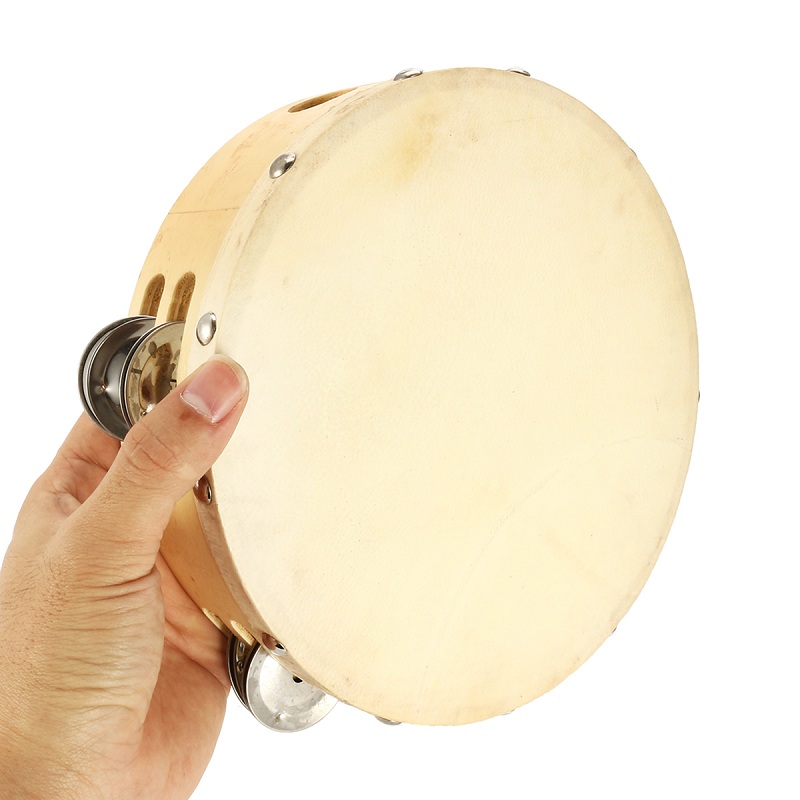 8quot-Tambourine-Double-Row-Stock-Percussion-with-Head-12-Jingles-keyboard-1288262