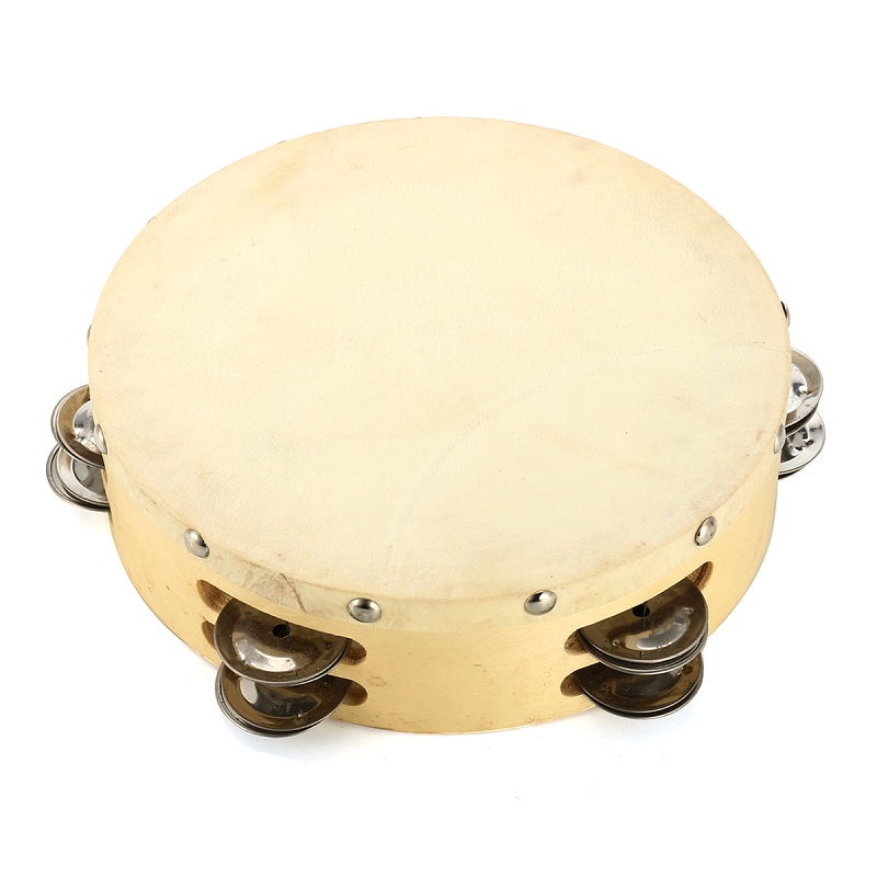 8quot-Tambourine-Double-Row-Stock-Percussion-with-Head-12-Jingles-keyboard-1288262