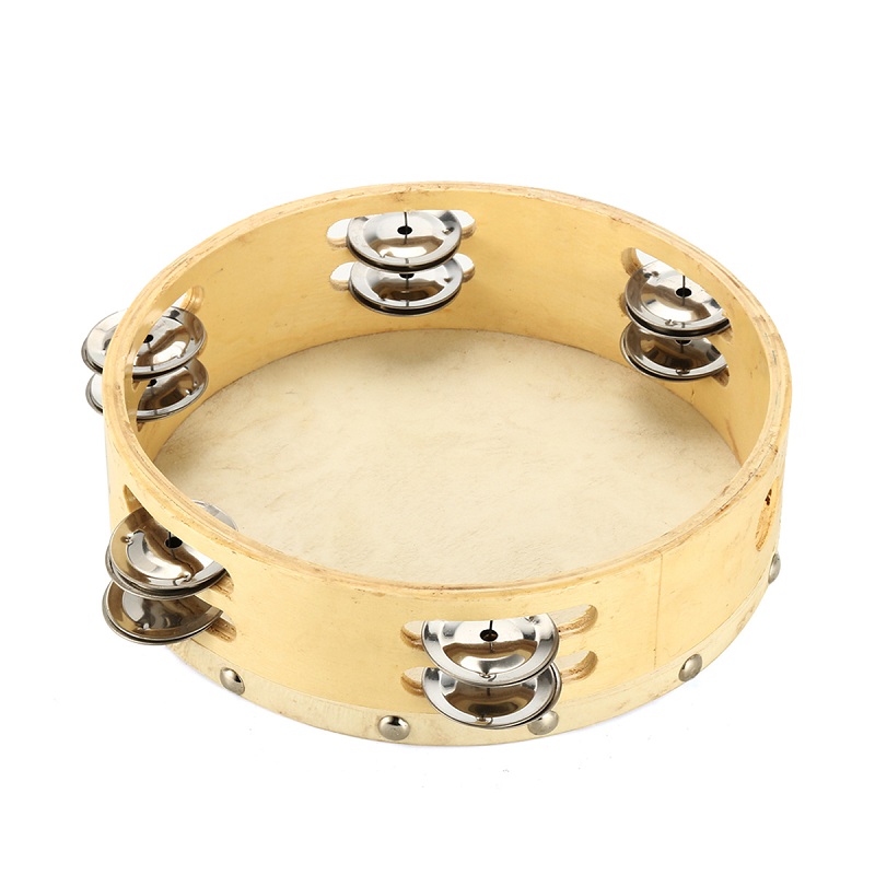 8quot-Tambourine-Double-Row-Stock-Percussion-with-Head-12-Jingles-keyboard-1288262