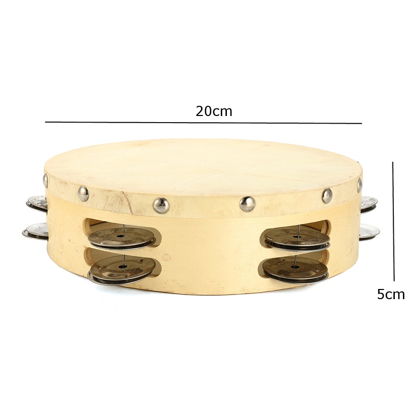 8quot-Tambourine-Double-Row-Stock-Percussion-with-Head-12-Jingles-keyboard-1288262