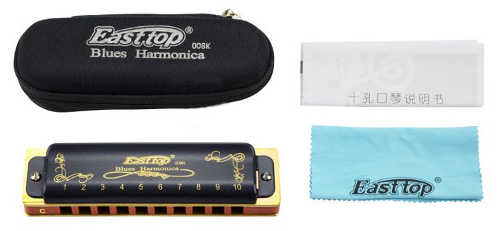 Easttop-T008K-10-Hole-Blues-Harmonica-A-B-C-D-E-F-G-1051483