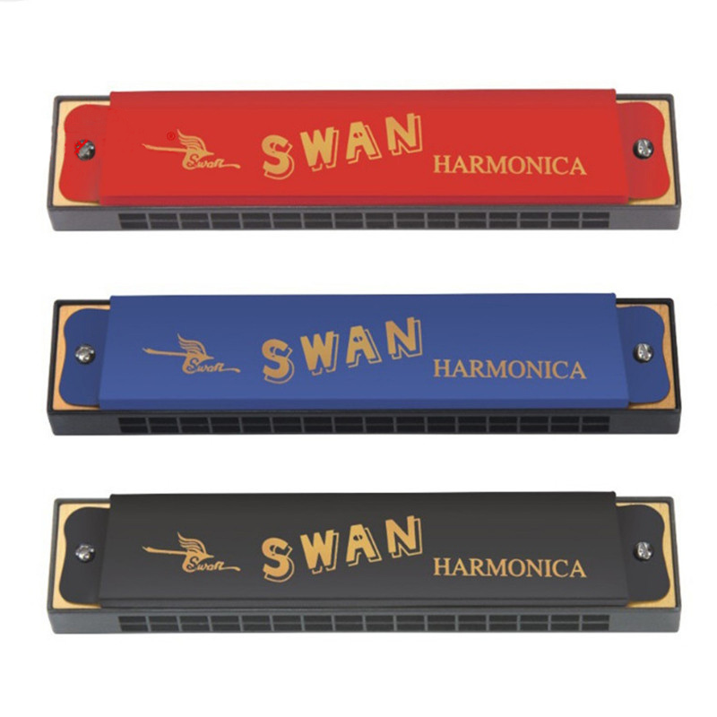 Swan-SW16-2-C-Key-16-Holes-Harmonica-Copper-Board-Diatonic-Harp-Woodwind-Musical-Instrument-1251472