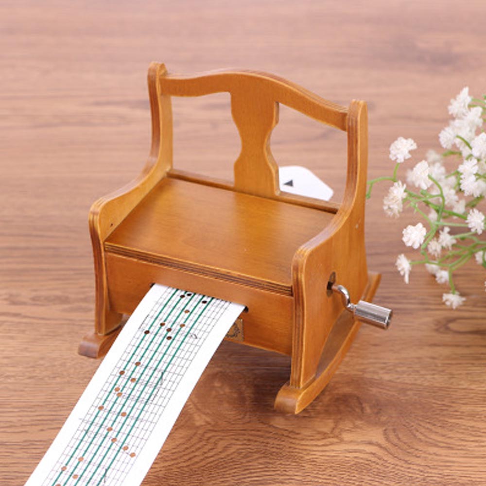 15-Tone-DIY-Hand-Cranked-Wooden-Chair-Music-Box-With-Hole-Puncher-Paper-Tapes-1392497