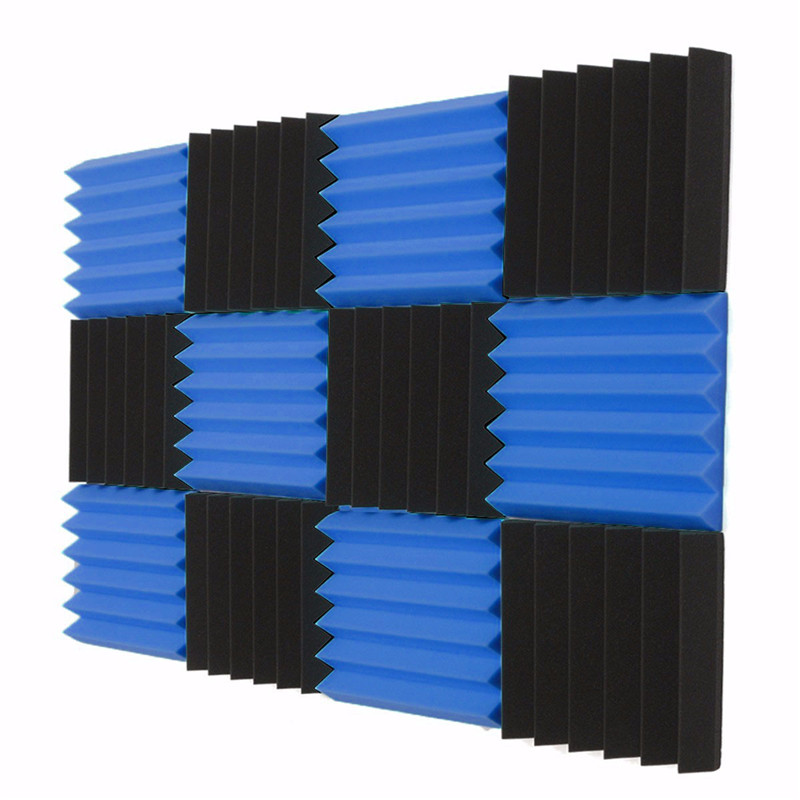 12-Pcs-Black-Blue-Pyramid-Acoustic-Soundproofing-Foam-Tile-Studio-Panel-2quotx12quotx12quot-1218524