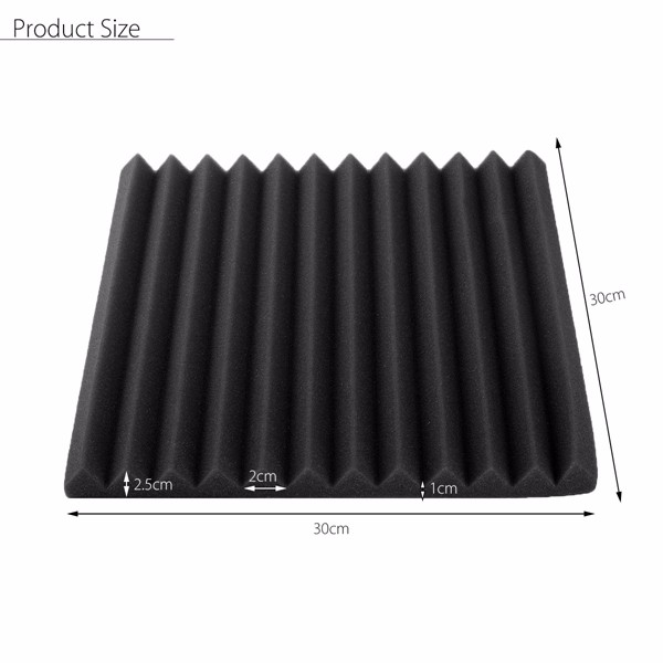 30x30x25cm-Black-Acoustic-Soundproof-Foam-Sound-Absorbing-Waved-Sponge-1110700