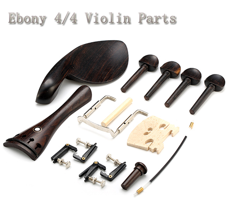 44-Ebony-Violin-Parts-Tailpiece-Pegs-Chinrest-Maple-Bridge-Set-1062894