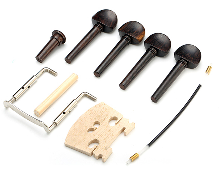 44-Ebony-Violin-Parts-Tailpiece-Pegs-Chinrest-Maple-Bridge-Set-1062894