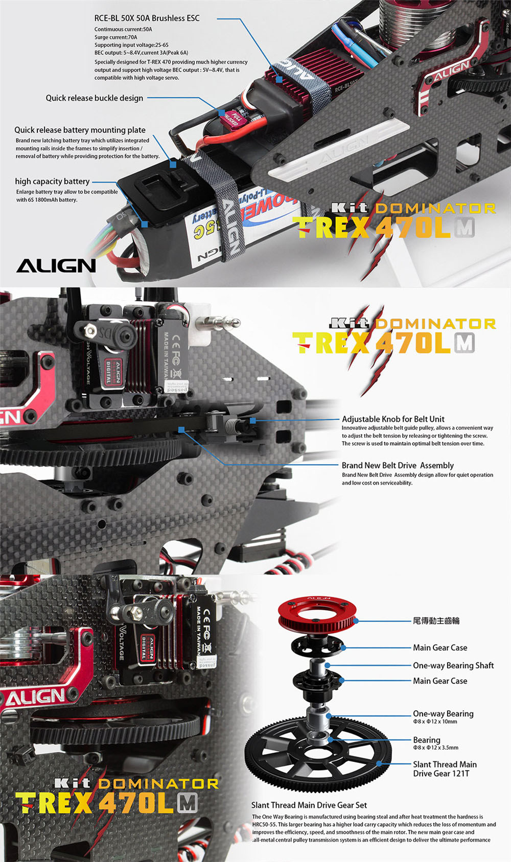 ALIGN-T-REX-470LM-E06-Dominator-6CH-3D-Flying-Belt-Drive-RC-Helicopter-Metal-Kit-With-1800KV-Motor-5-1554381