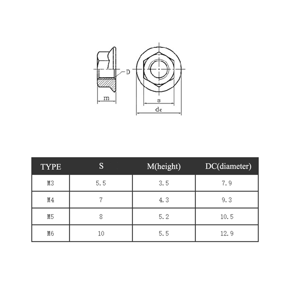 20PCS-M3-M4-M5-M6-Flange-Screw-Nut-For-RC-Models-1451673