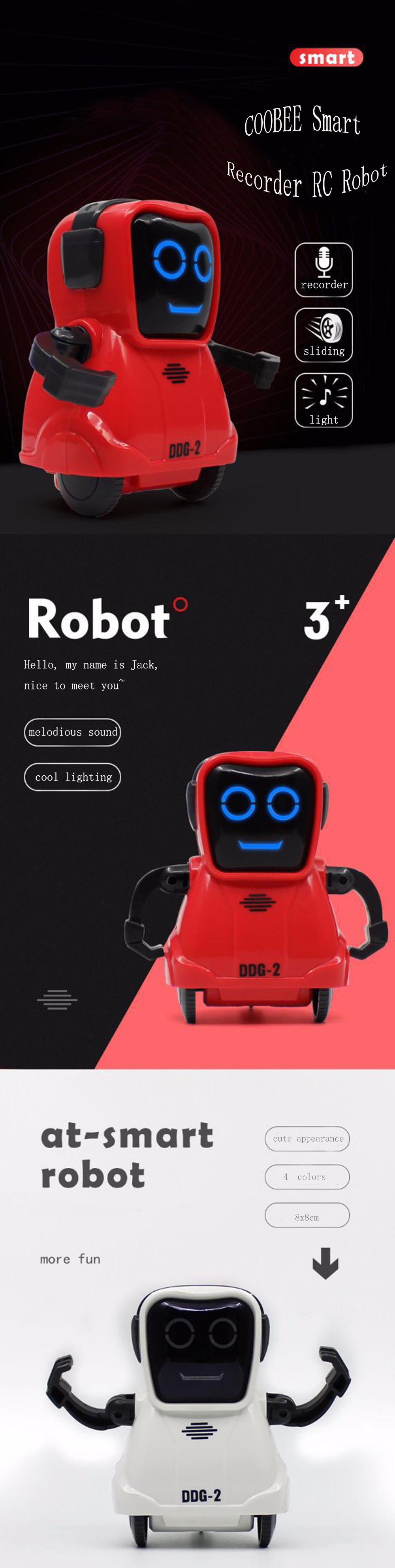 COOBEE-Pocket-Smart-RC-Robot-Recording-Function-Freely--Wheeling-360deg-Rotating-Arm-Robot-Toy-Gift-1381174