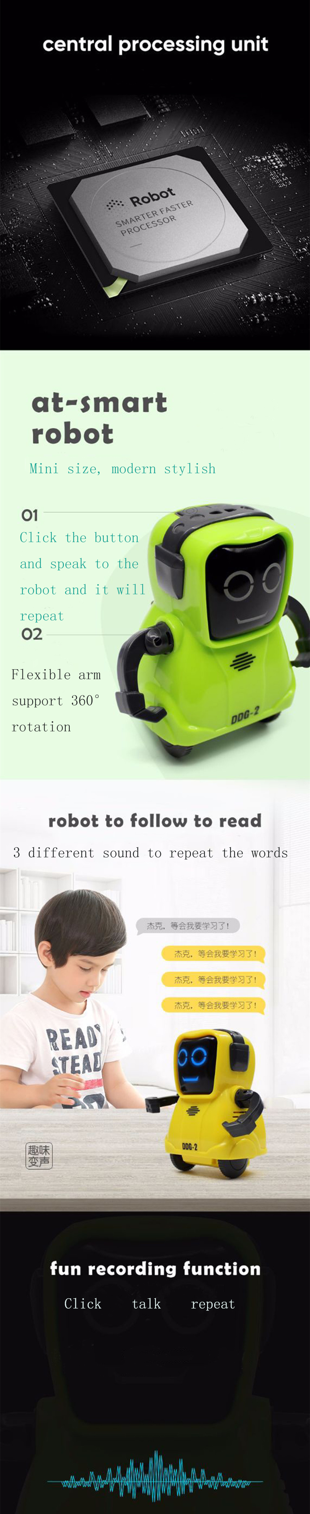 COOBEE-Pocket-Smart-RC-Robot-Recording-Function-Freely--Wheeling-360deg-Rotating-Arm-Robot-Toy-Gift-1381174