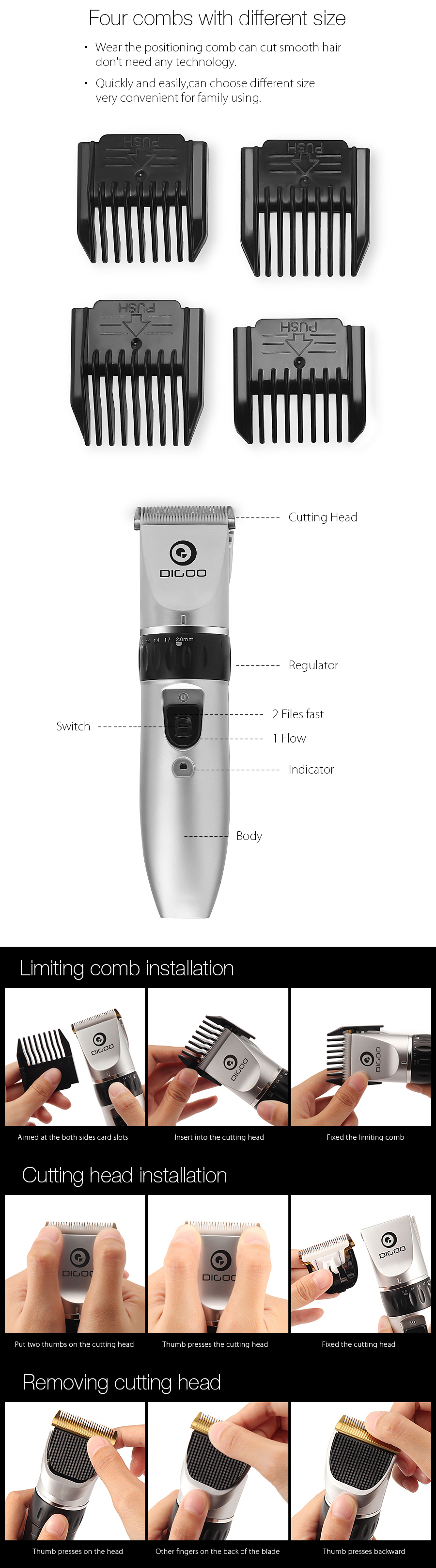 Digoo-BB-T1-USB-Ceramic-R-Blade-Hair-Trimmer-Rechargeable-Hair-Clipper-4X-Extra-Limiting-Comb-Silent-1094718
