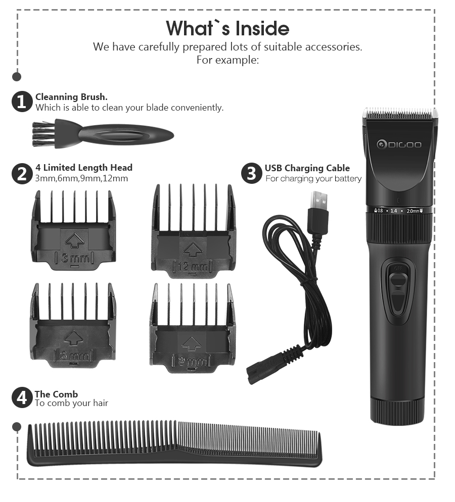 Digoo-BB-T2-USB-Ceramic-R-Blade-Hair-Clipper-Trimmer-Rechargeable-4X-Extra-Limiting-Comb-Razor-Silen-1256348