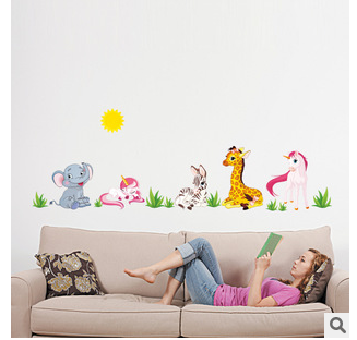 Cartoon-Animal-Elephant-Giraffes-Grass-Bedroom-Removable-Wall-Sticker-Home-Decor-1023584