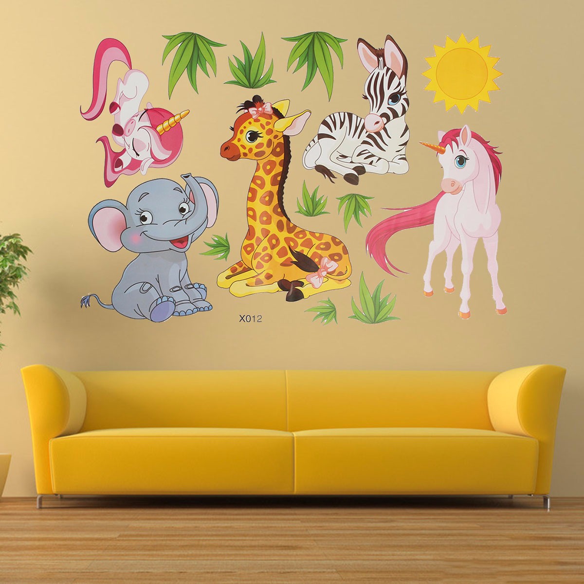 Cartoon-Animal-Elephant-Giraffes-Grass-Bedroom-Removable-Wall-Sticker-Home-Decor-1023584