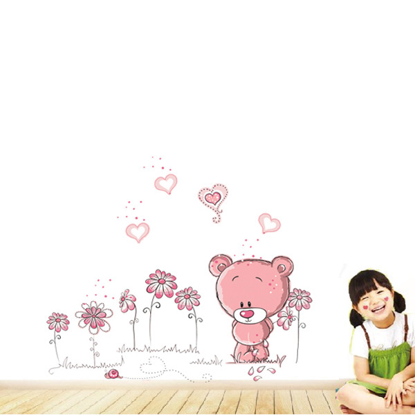 Cartoon-Pink-Bear-Wall-Sticker-Home-Decor-Girl-Kid-Room-Decoration-947887