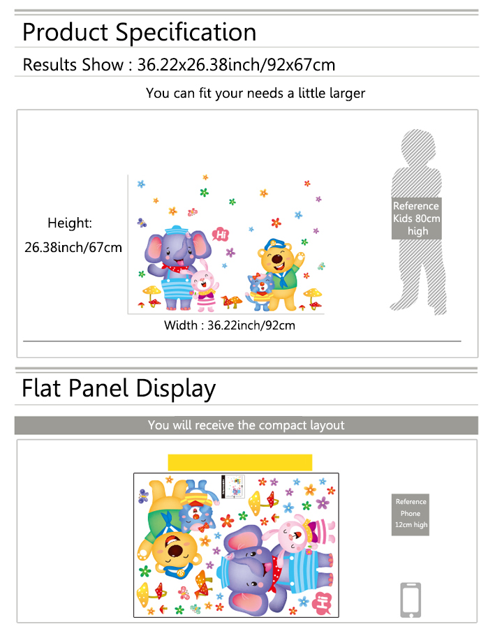 Lovely-Kids-Room-Decor-Cartoon-Happy-Elephant-Bear-Wall-Sticker-1080360