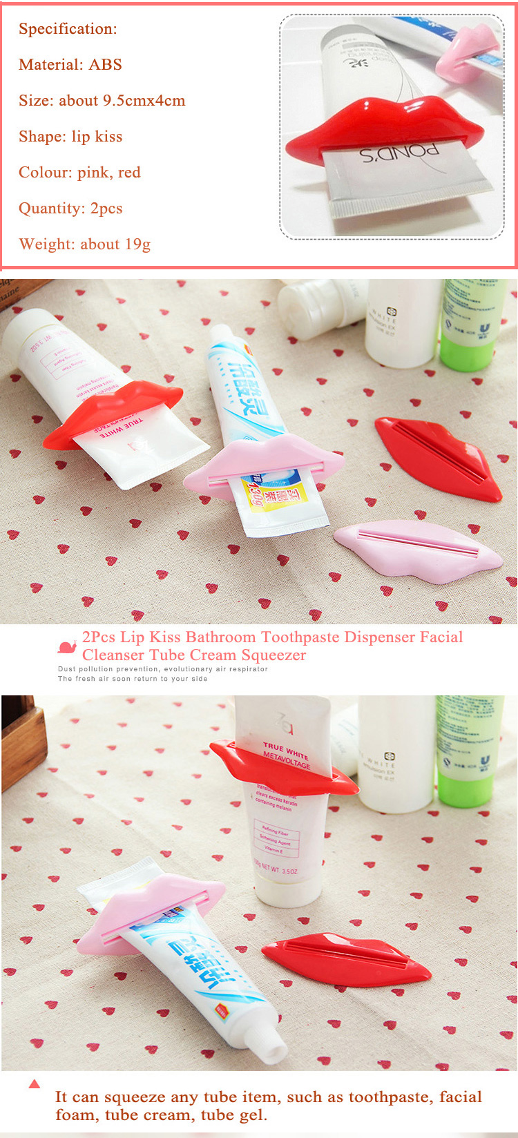 2pcs-Lip-Kiss-Bathroom-Toothpaste-Dispenser-Facial-Cleanser-Tube-Cream-Squeezer-35735