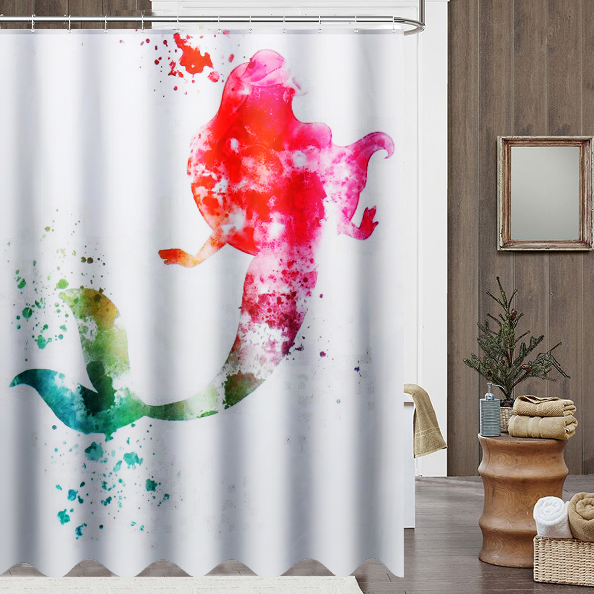 180x180CM--709quotx709quot-3D-Bathroom-Waterproof-Shower-Curtain-Mermaid-Pattern-With-12-Plastic-Hoo-1425089