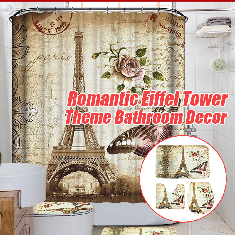 180x200cm-Paris-Bathroom-Shower-Curtains-Eiffel-Tower-Waterproof-Fabric-amp-Hooks-1343463