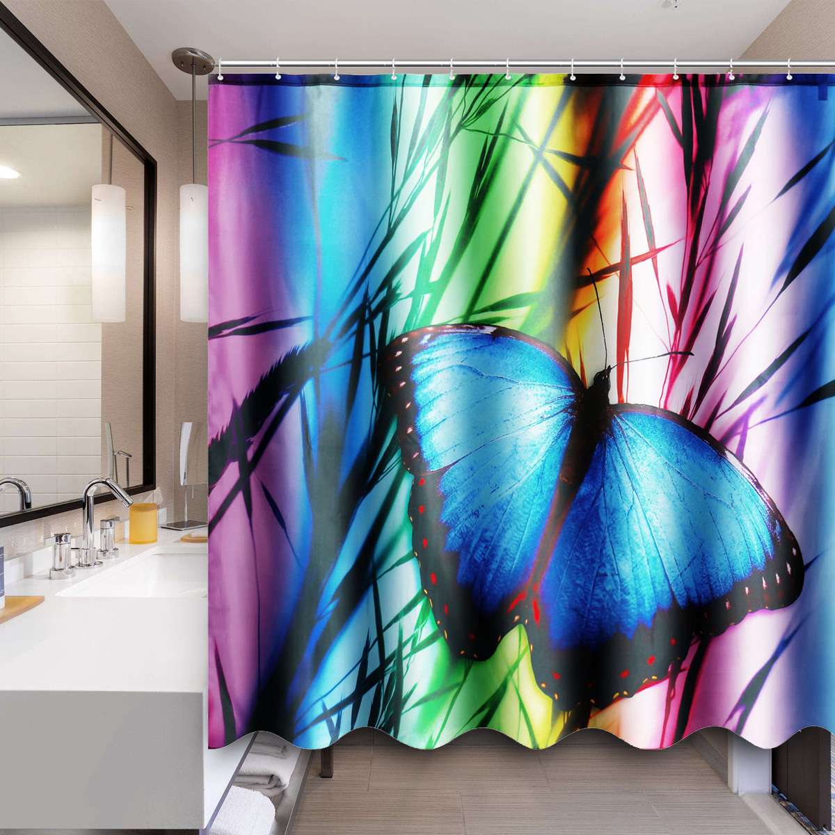 71x71-Buterfly-Bathroom-Bath-Anti-Rust-Shower-Curtain-Waterproof-With-12-Hooks-1406866